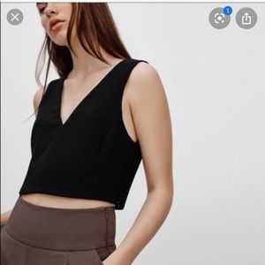 Aritzia Black V-Neck Cropped Tank Top